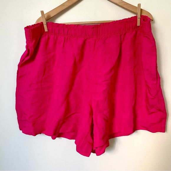 H&M Linen Blend Pink Pull On Elastic Waist Shorts NWT Size XXL - Picture 1 of 6
